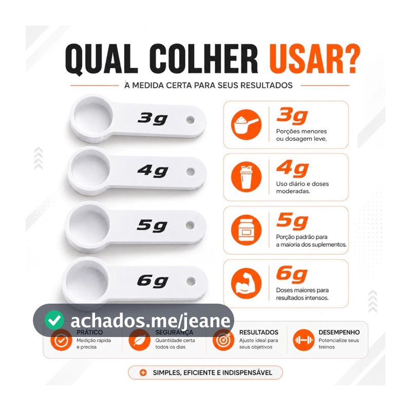 Dosador de Creatina 3g 4g 5g 6g Kit Colher Medidora Scoop Dosadora Suplemento em Pó Academia