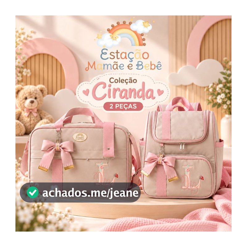 Kit bolsa maternidade Personalizado 2 peças menina | Coleção Ciranda Baby