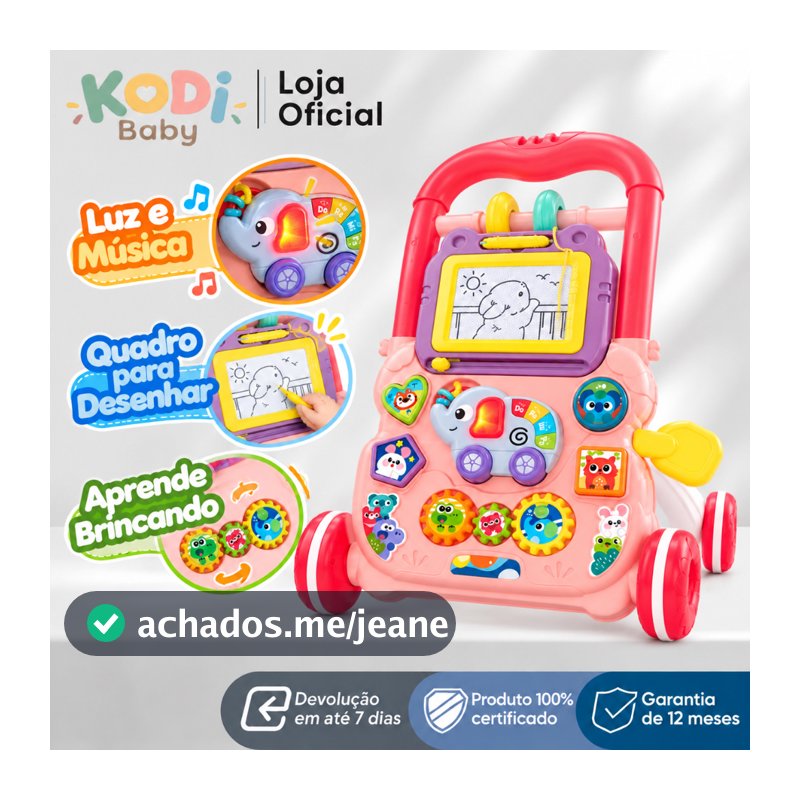 Andador Infantil P20 Musical Educativo com Luz Quadro Mágico e Rodas Ajustáveis para Bebê