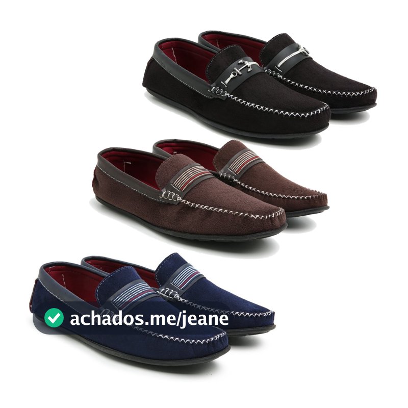 Kit 3 Pares de Mocassim Super Barato Masculina Em Camurça