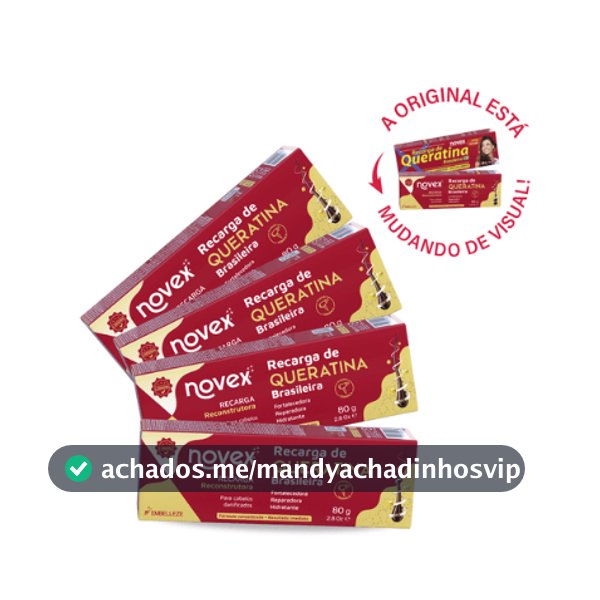Kit Compre 4 Pague 3 Tratamento Reconstrutor Novex Recarga de Queratina Brasileira