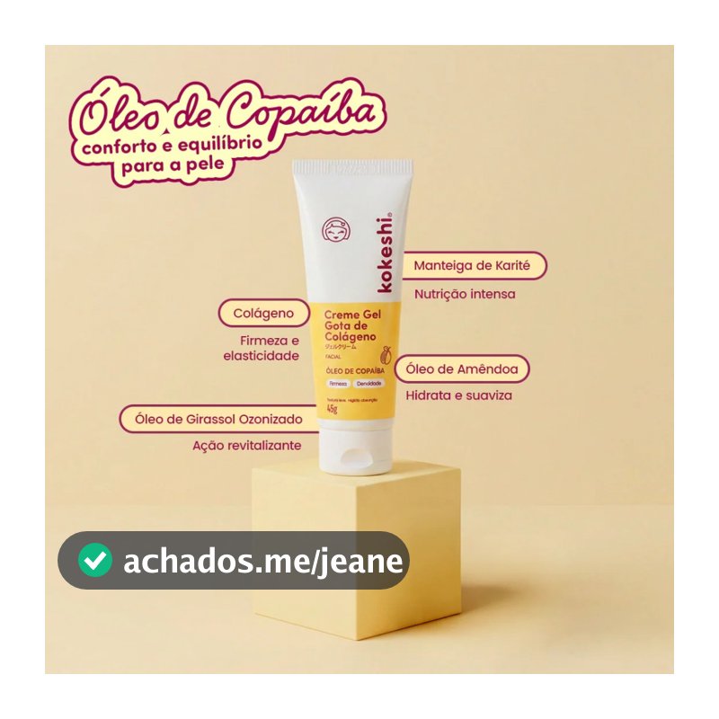 Creme Gel Regenerador Facial Gota de Colágeno Kokeshi 45g