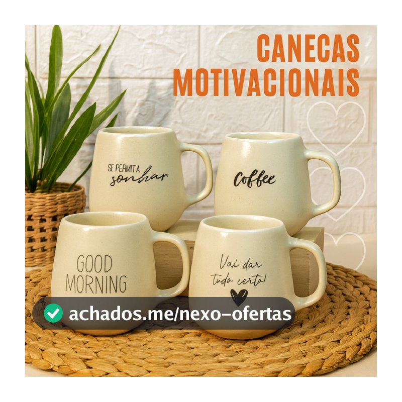 Jogo Caneca Bojuda 260ml Motivacional Porcelana Acetinada Fosca Cappuccino Café Mesa Posta Presente