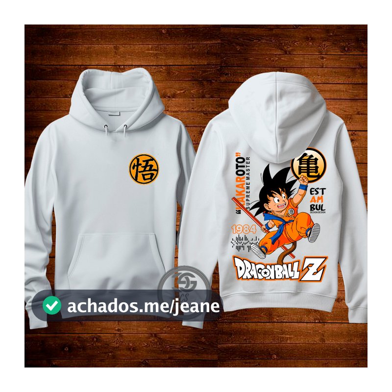 Moletom Dragon Ball Z Goku Anime Desenho Estampa Frente e costas Blusa Adulto e Infantil Com Capuz Flanelado Unissex