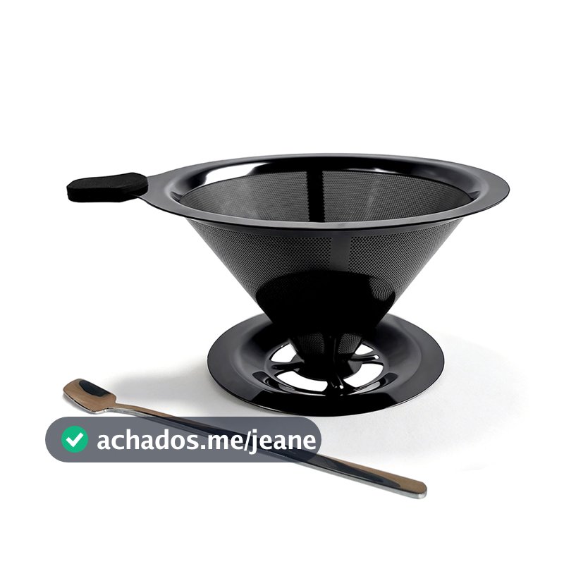 Preto 103 Filtro de Café Inox Aço 304 Reutilizável para Coador Não Precisa Papel Traz uma colher Pour Over
