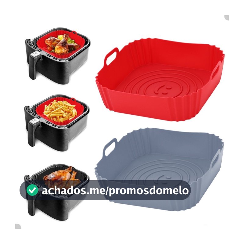 1/2/3 Formas de Silicone Quadrada 18x18cm Assadeira Air Fryer e Forno Forma para Fritadeira Elétrica com Alça