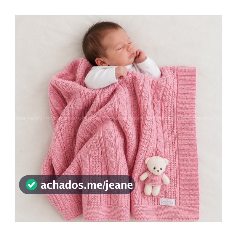 Manta Para Bebê Saída de Maternidade Tricot Quentinha Ursinho Fotográfica Menina Menino Cobertinha