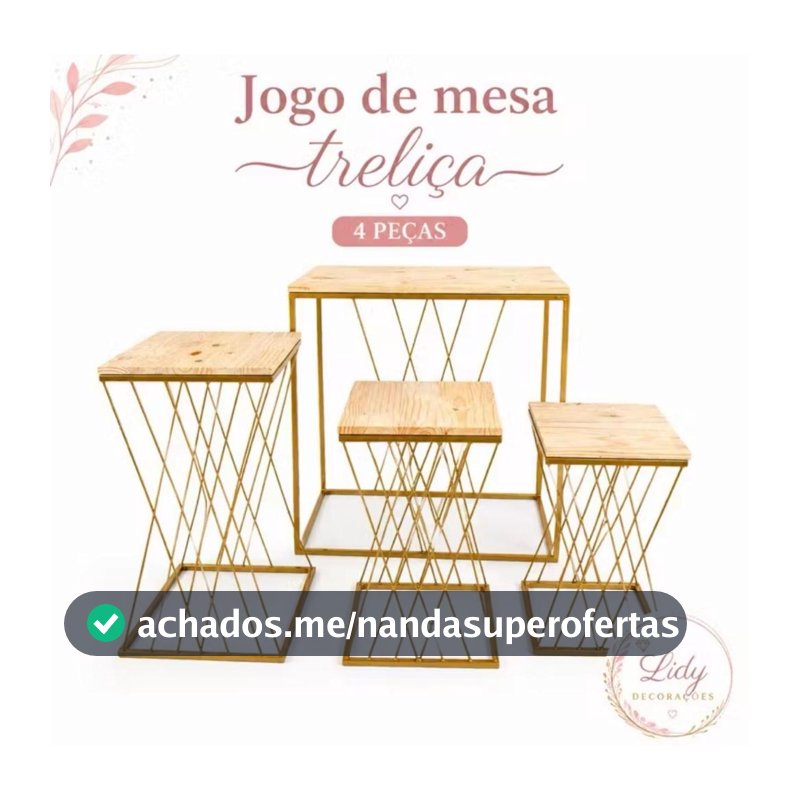 Kit de Mesa Treliça Jogo com 4 Peças Decoração Festa