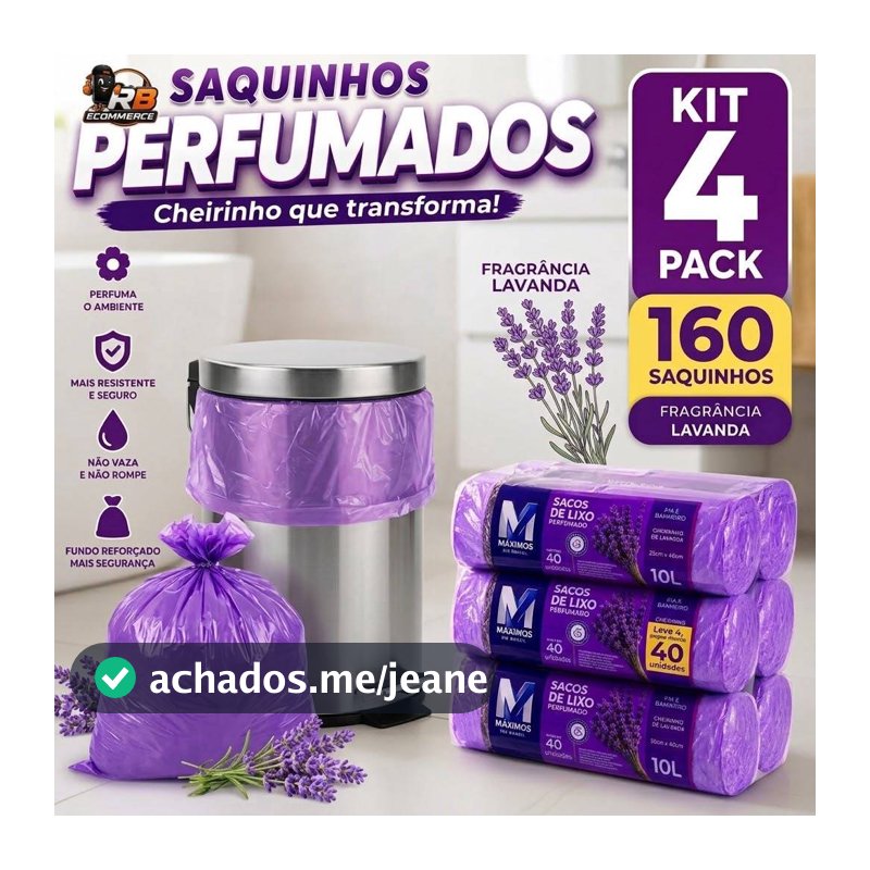 Kit 4 Sacos de Lixo Perfumados Lavanda