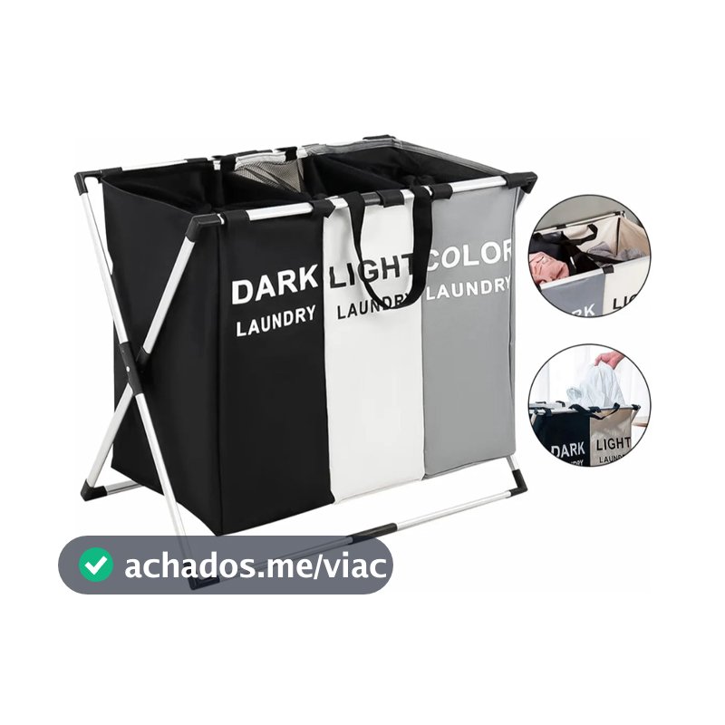 Cesto Roupa Suja 3 Divisórias Organizador