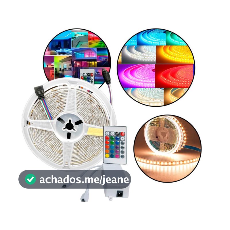 Fita LED RGB 12V 5 Metros SMD 5050 Colorida Iluminação LED RGB 12V Multicolorida 5 Metros Fita de Luz LED RGB 12V Decora