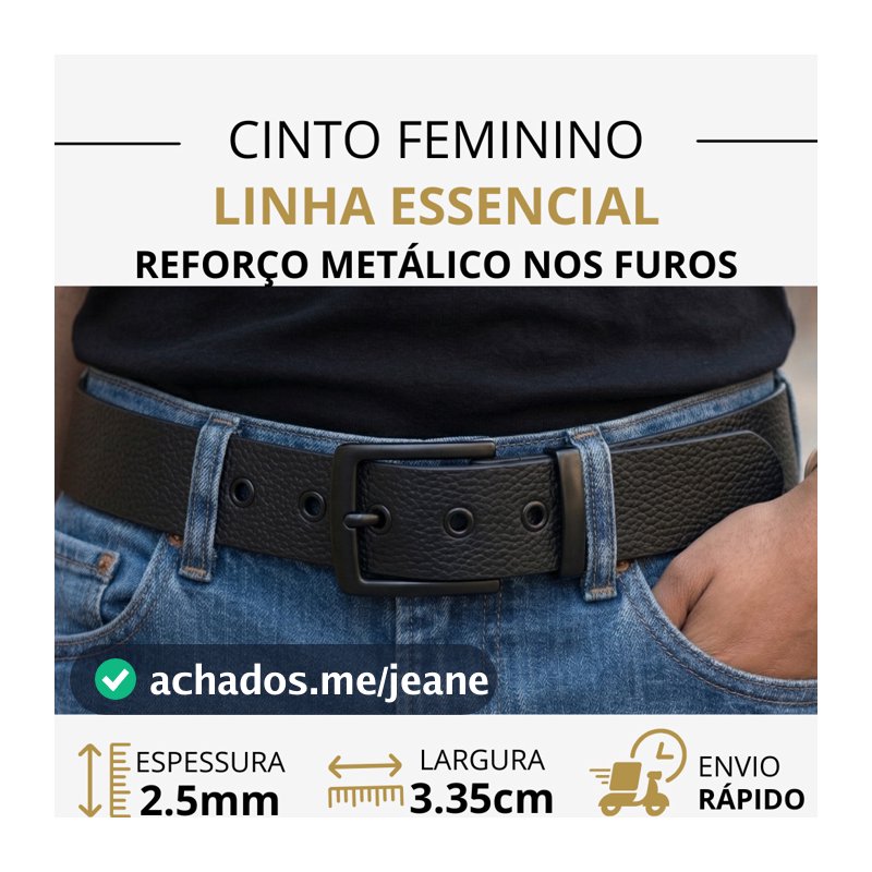 Cinto Feminino Ajustável Casual Fivela Metálica Calça Jeans Short Furos Reforçados Várias Cores Plus Size