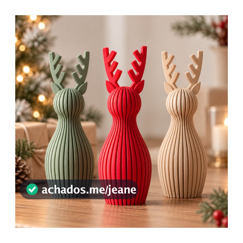 KIT Rena Decorativa de Natal Clean Minimalista Enfeite para Mesa Sala Decoração Natalina Moderna