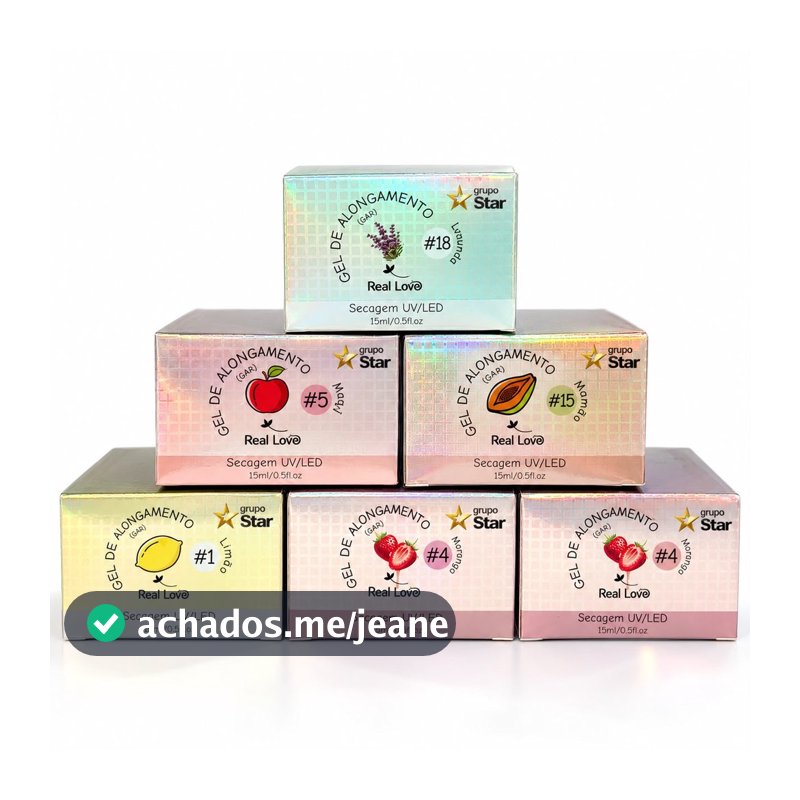 Kit 6 Gel de Unhas Linha Light Aromatizado 15ml - Real Love
