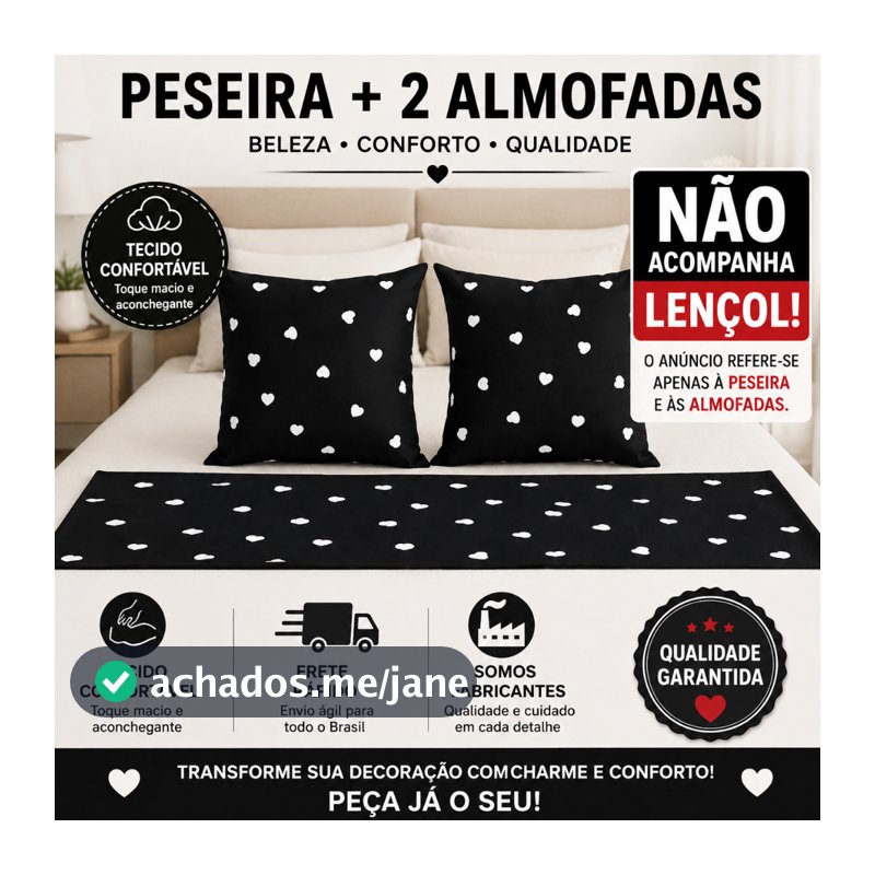 KIT ENFEITE DE CAMA 3 PC PESEIRA +2 CAPA ALMOFADA KING QUEEM PADRAO SOLT ALGODAO DECORACAO DE QUARTO