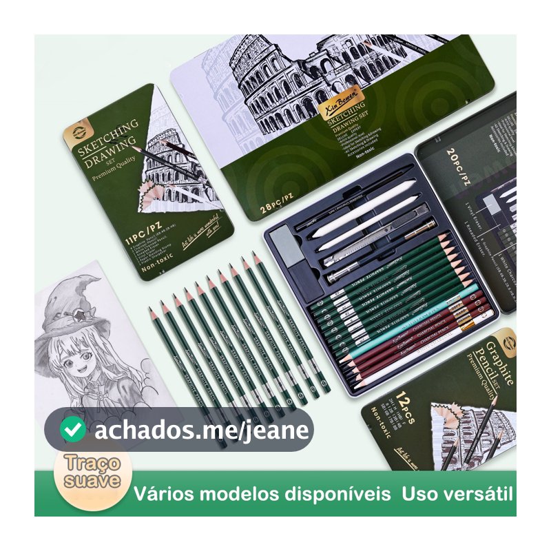 Kit 11/20/28 Lápis De Desenho Carvão Para Esboço Profissional Artista Material De Arte Completo
