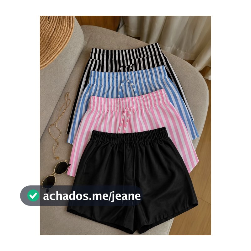 Short Feminino Listrados com Elástico e amarração modelo Confortavel Verão 2027