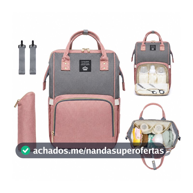 Mochila Bolsa Maternidade Lequeen Original Porta mamadeira Menina Menino