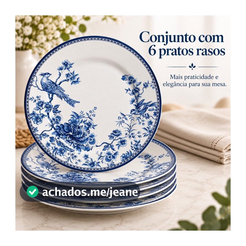 PRATO RASO CHINESES GARDEN 29 CM CAIXA C/ 6 PEÇAS