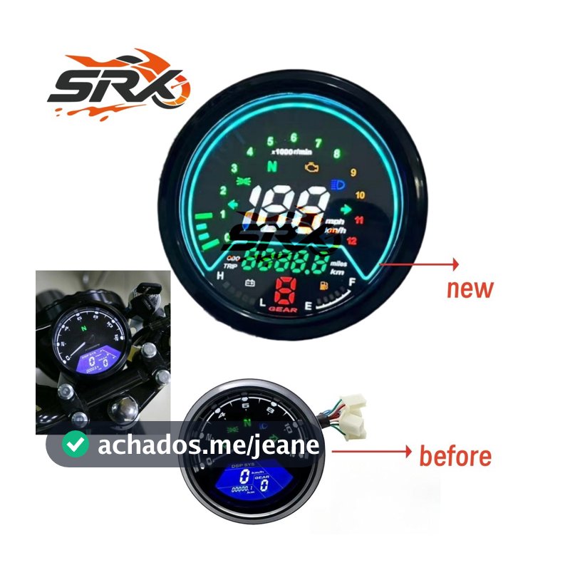 Universal LED Digital Motocicleta Velocímetro Tacômetro Para Cafe Racer moto Odômetro 12000RPM