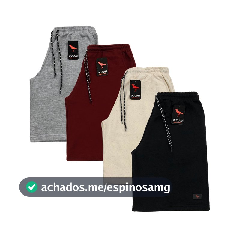 Kit 4 Bermuda Moletom Academia Treino Masculina Algodão Ducam Cores Sortidas 2 Bolsos