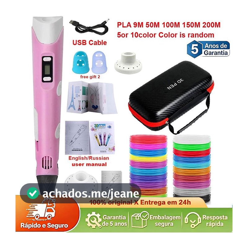 Caneta De Impressão Mágica 3D Grátis 10M DIY PLA Filamento Desenho Brinquedo Presente De Aniversário Criança ABS