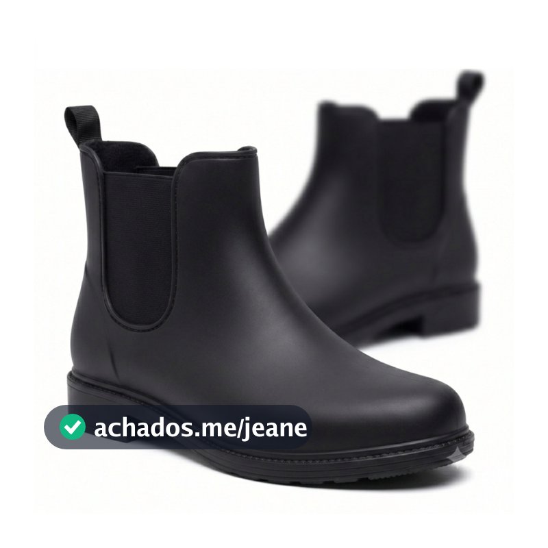 Bota Galocha Feminina Cano Curto Impermeável Preta Branca Marrom