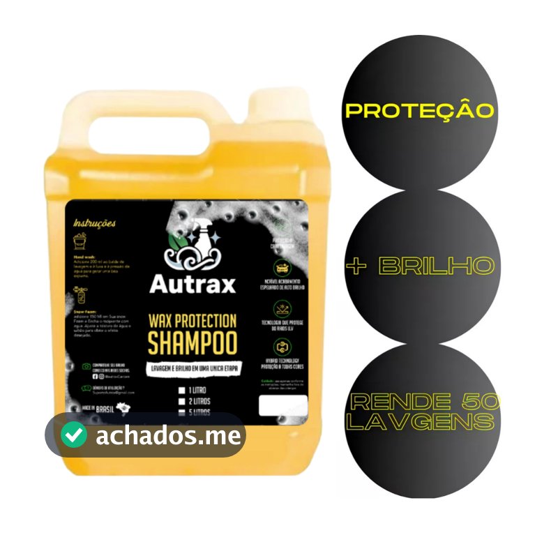 Shampoo com Cera de carnaúba pH Neutro para Lavagem de Carro e Moto Xampu Automotivo