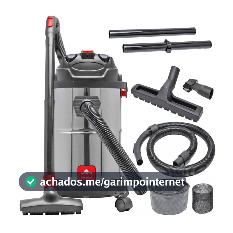 Aspirador Veicular Profissional Inox de Pó e Água Portátil 15L 1400W Worker
