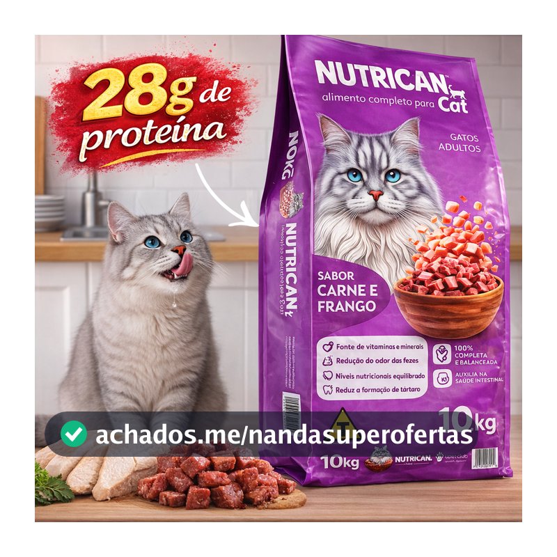 Ração Para Gatos Nutrican Sabor Carne Frango Premium