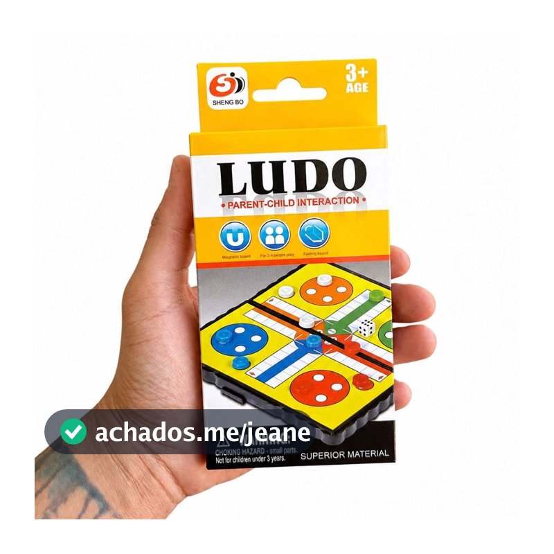 Jogo Ludo de Tabuleiro Magnético Portátil Infantil para 4 Jogadores com Peças e Dado