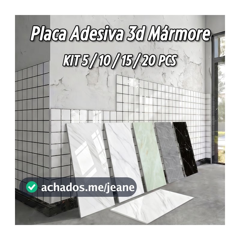 KIT 5-20 PCS Placa Adesiva 3d Mármore De Parede Relevo Lavável 30cm X 60cm