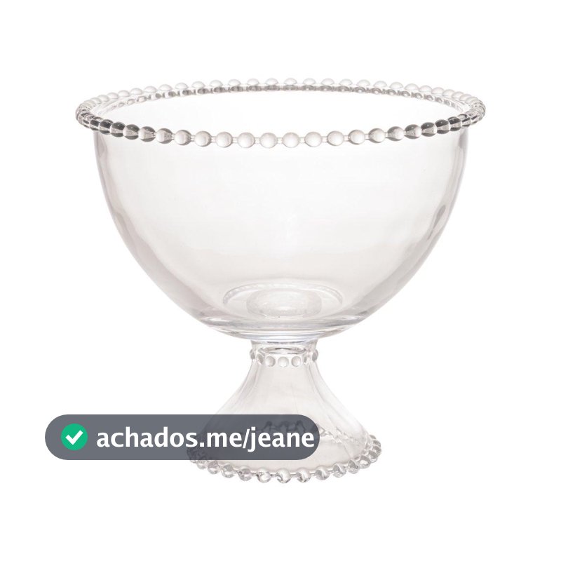 Saladeira de Cristal com Pé Canelada Bolinhas Pearl 1,9L - Wolff