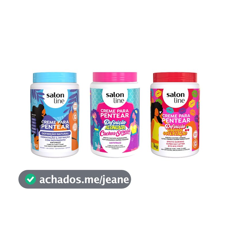 Kit 3 Cremes para Pentear Definição Natural, Cachos de Sereia e Cachos Ostentação