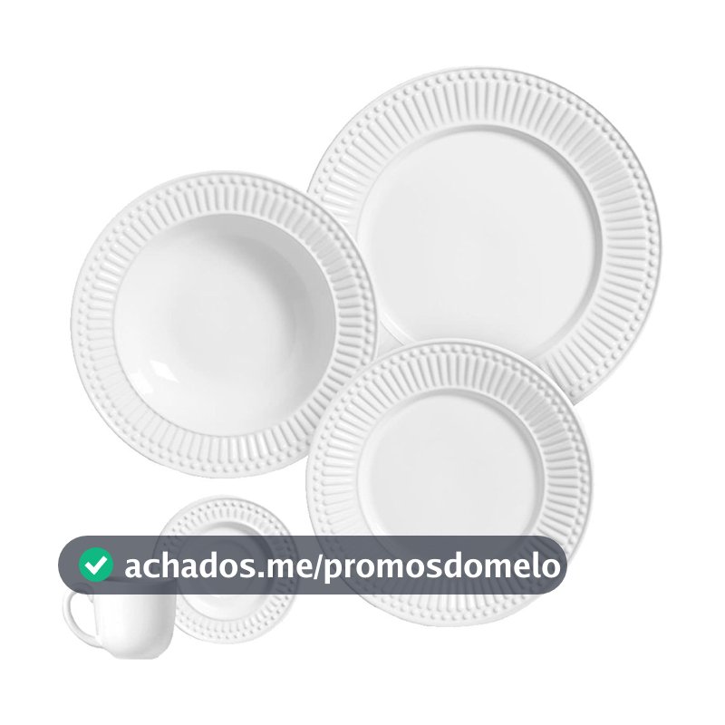 Aparelho de Jantar/Chá Porto Brasil Roma | 20 Peças, Cerâmica, Branco