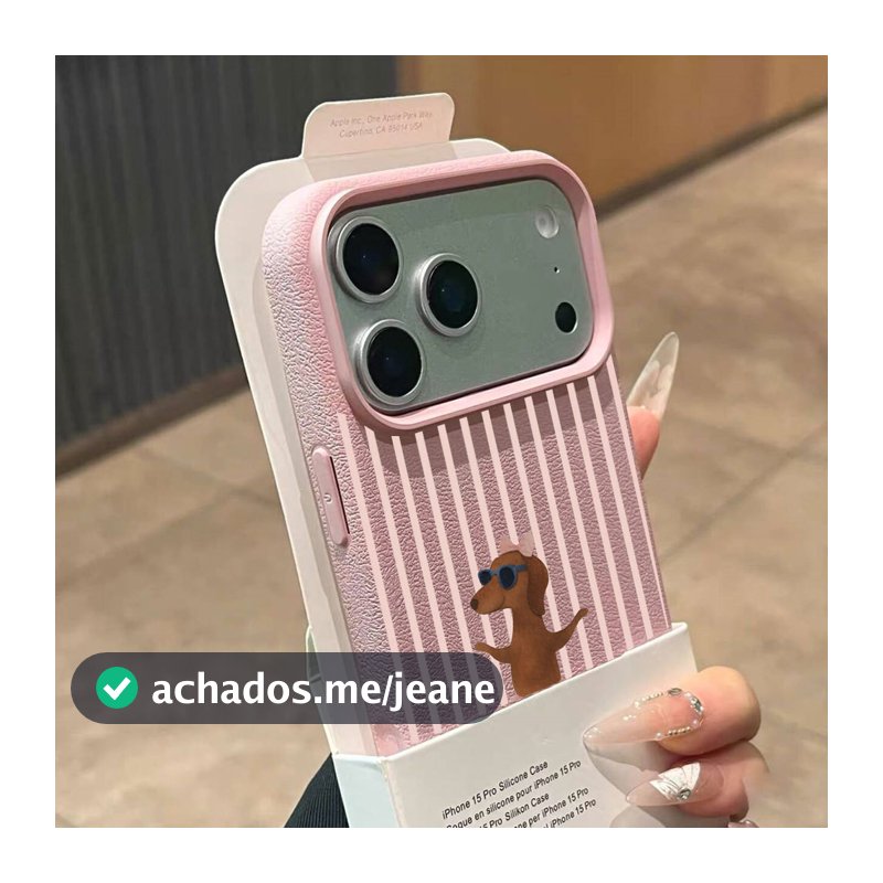 Cachorro Salsicha Listras Capa Capinha Para iPhone 16 15 14 Plus 17 Air 13 12 11 18 Pro Max Textura de Couro Macio