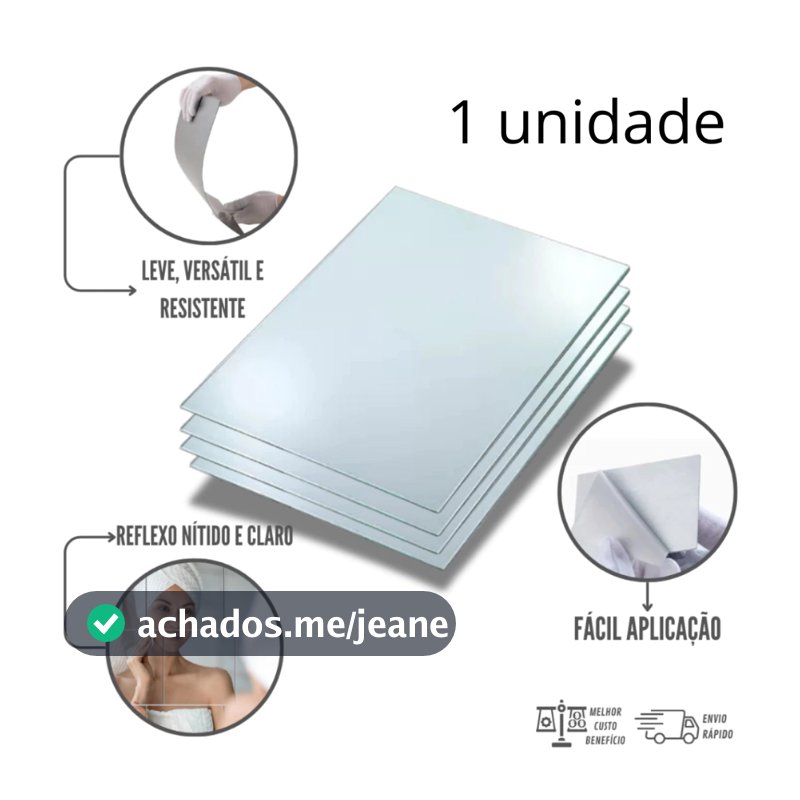 Kit 1/3/6/9 Espelhos Adesivos 30x30cm Acrílico Autocolante Quadrado para Parede e Decoração