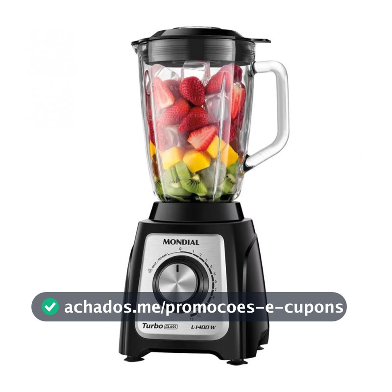Liquidificador Turbo Glass L-1400 GI 1400W Jarra de Vidro Mondial