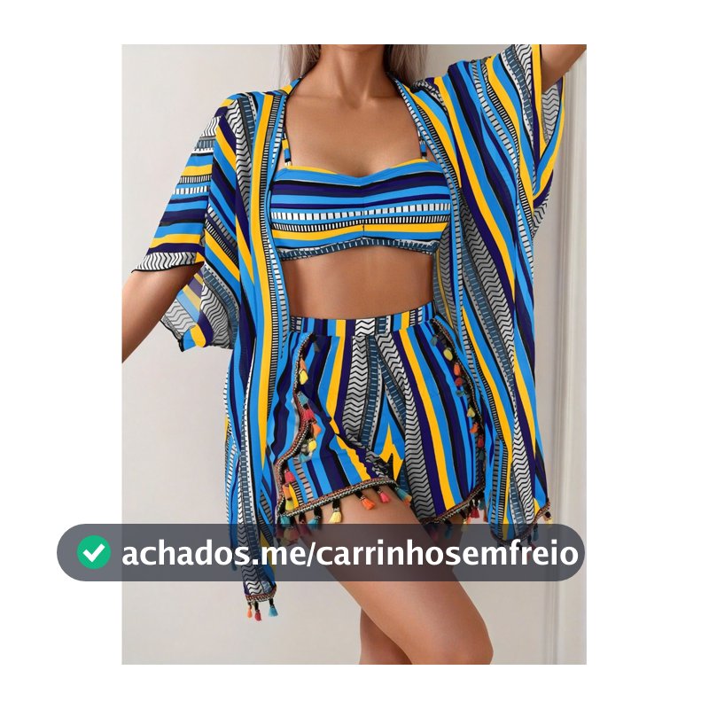 Maiô feminino protetor solar blusa com franjas biquíni conjunto de maiô de quatro peças
