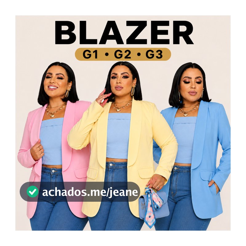 Blazer Alfaiataria Plus Size Terninho G1 G2 G3 casaquinho maxi alongado casaco social