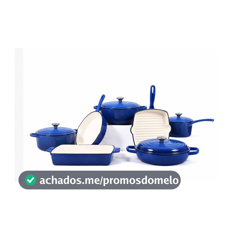 Jogo de Panelas Azul Ferro Fundido Esmaltado Gourmet 11 Peças