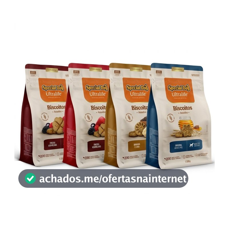 Petisco Biscoitos Special Dog Ultralife Frutas Vermelhas , Aveia e Mel ou Banana e Chia