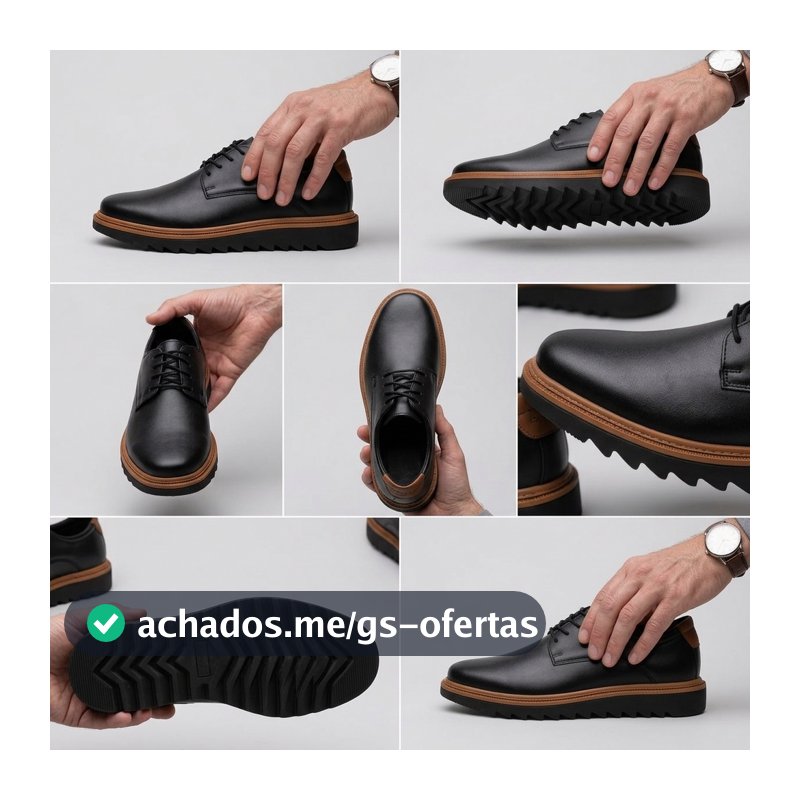 Oxford Masculino Snapshoes Sapato Social Casual Confortável Sola Tratorada Antiderrapante
