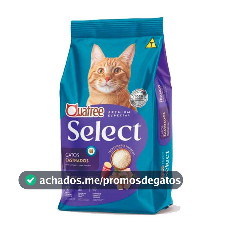 Ração Quatree Select Gatos Castrados Frango e Arroz 10kg