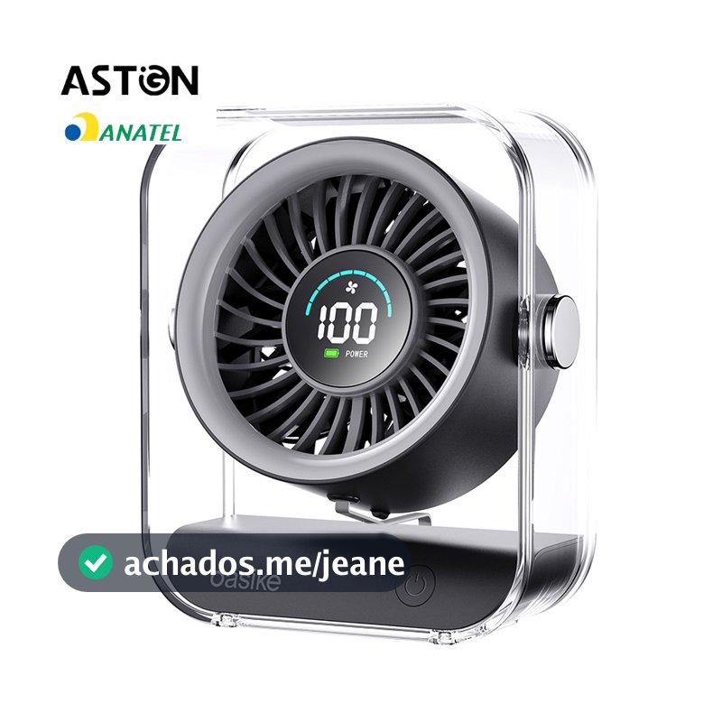 Astgn X Basike Ventilador de Mesa Portátil, Silencioso e Potente com Display Digital