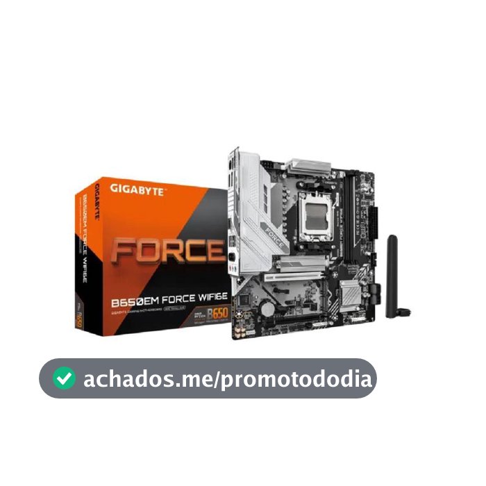 Placa Mãe Gigabyte B650EM FORCE WIFI6E AM5 2xDDR5 Chipset AMD B650 mATX