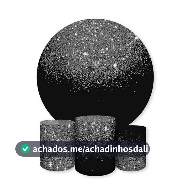 Kit Painel Redondo + Capas de Cilindro Sublimados Para Festa Tema Glitter (EFEITO GLITTER EM SUBLIMAÇÃO)
