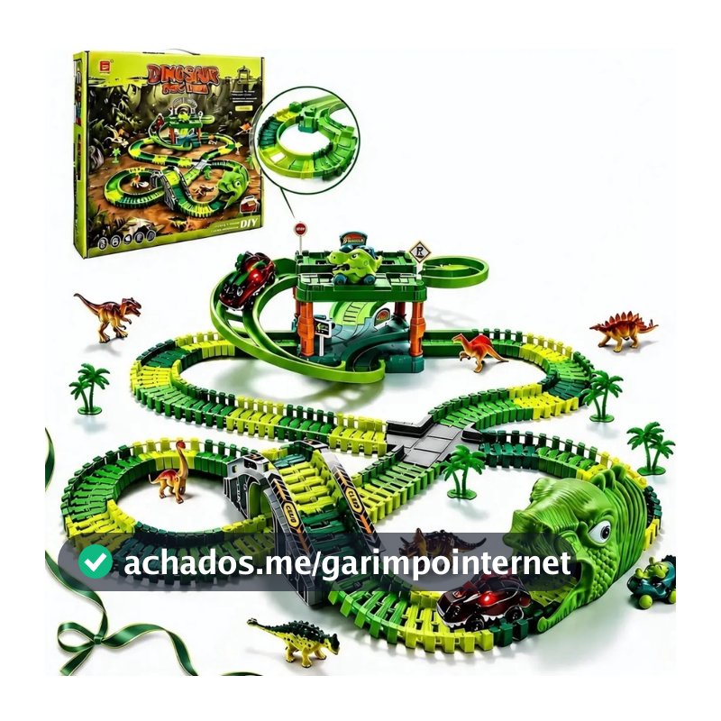 Pista De Carrinho Dinossauro Com Luz 256peças Brinquedo Ver Dinosaur Looping Radical Light and Accessories Car Track wit