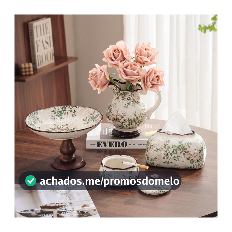Retro flor combinação vaso caixa de tecido cinzeiro decoração do agregado familiar sala estar decoração utensílios High-