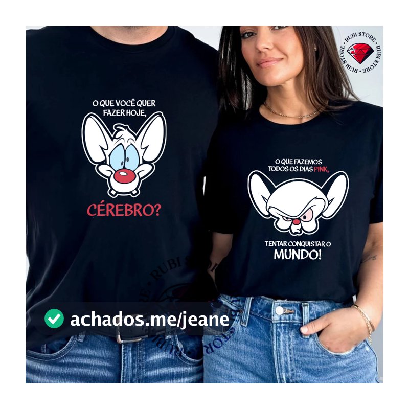 Camiseta Casal Amigos Pink e Cérebro Vamos Conquistar o Mundo